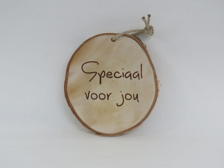 Boomschijf met tekst