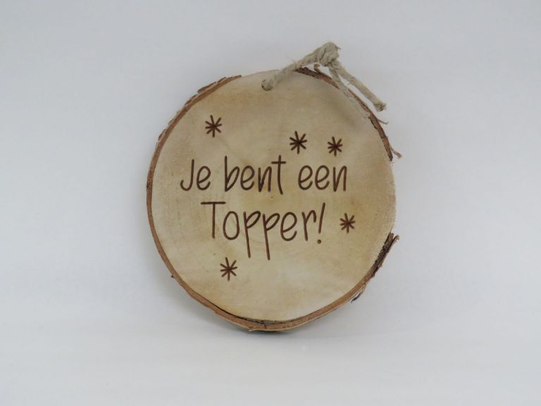 Boomschijf met tekst